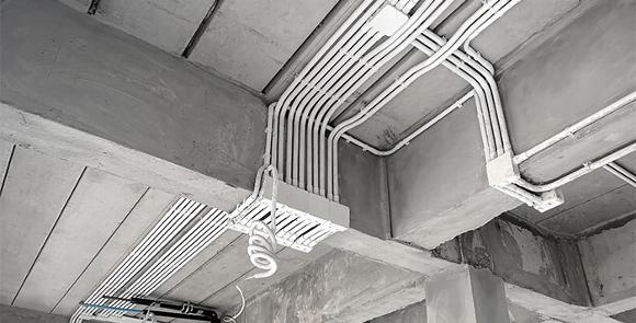 Commercial Wiring on ceiling in industrial building