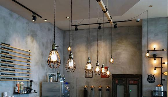 café lighting on ceiling and walls